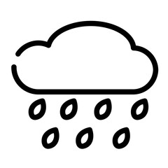 clouds and rain cut line icon