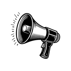 Vintage megaphone with burst effect showing communication and expression