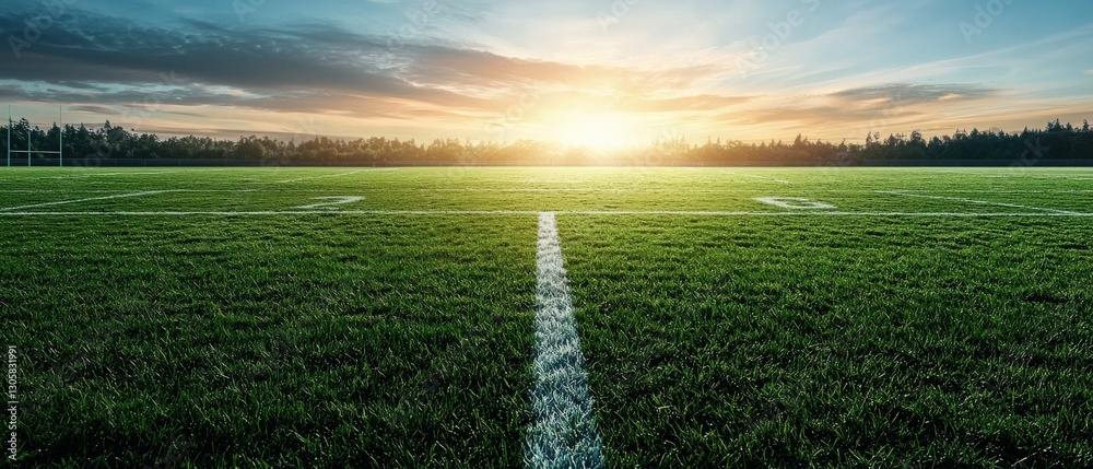 Poster a field of grass with a white line down the middle