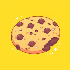 Fototapeta premium Cute Cookie on Yellow Background