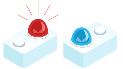 クイズの早押しボタン 赤と青 ベクターイラスト