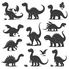 Cute Dinosaur Silhouettes Set