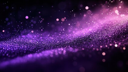 Obraz premium Mesmerizing purple and pink glowing particles creating a dreamy bokeh effect over a dark background for artistic and abstract concept art