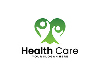 people connection in heart shape logo template