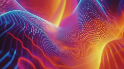 Fototapeta premium Abstract neon wave flowing in digital space