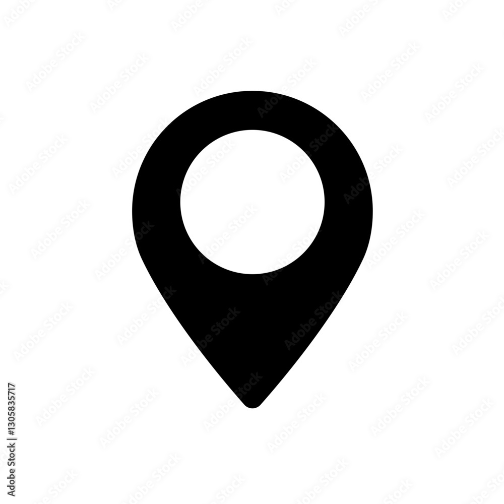 Poster black pin for maps and navigation systems to mark current location. user interface icon design. vect