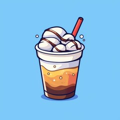 Cartoon Iced Coffee Drink Illustration