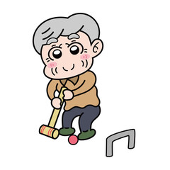 ゲートボールをしているおじいちゃん