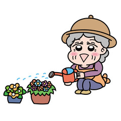 ガーデニングをしているおばあちゃん