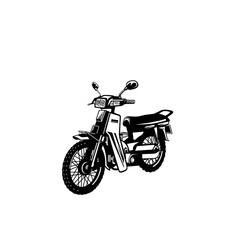 Fototapeta premium cool classic motorcycle front view left side black and white vector line art