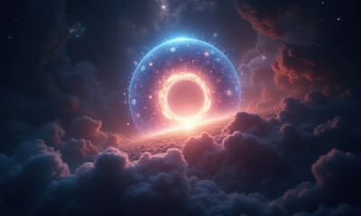 Obraz premium Celestial Ring: Cosmic Nebula & Clouds - Cosmic art