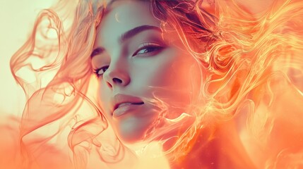 Fototapeta premium Warm sunset orange and rose gold swirls, glowing and rich with subtle flowing transitions