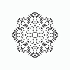 Floral Mandala Coloring Page – Intricate Line Art Illustrations.