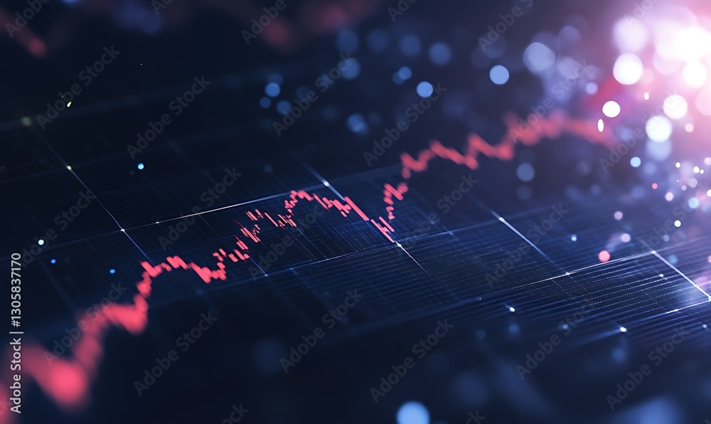Poster ai-generated image of economic predictions featuring glowing stock visuals for financial insights.
