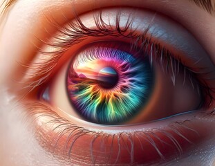 Rainbow Eye Abstract Design - Colorful eye design with rainbow effects creating an artistic background