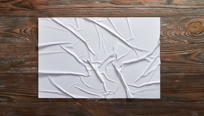 real image, white paper wrinkled poster template , blank glued creased paper sheet mockup.white poster mockup on wall. empty paper mockup. .