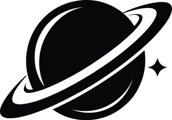 Planet Saturn Shilhoutte, Planet Saturn with planetary ring vector, cosmos and planet silhouette  © VectorEliteX
