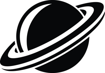 Planet Saturn Shilhoutte, Planet Saturn with planetary ring vector, cosmos and planet silhouette  © VectorEliteX