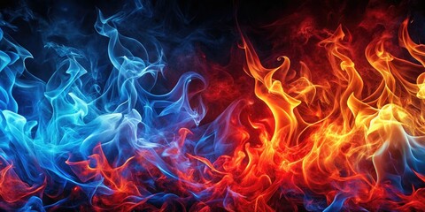 Red Blue Fire Frame, Abstract Flames, Fiery Border,  Burning Design,  Inferno Art,  Hot Design, Fire Wallpaper,  Digital Art,  Abstract Background,  Flame Background