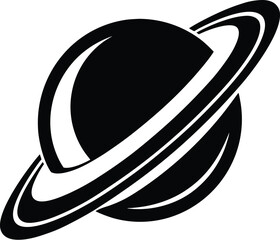 Planet Saturn Shilhoutte, Planet Saturn with planetary ring vector, cosmos and planet silhouette  © VectorEliteX