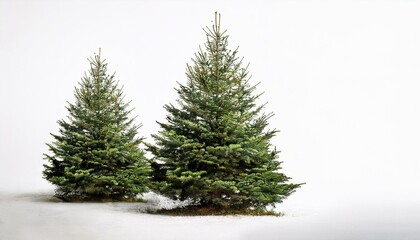 Fototapeta premium undecorated pine tree on white or background new year and christmas spruce tree