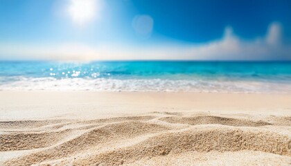 sand with blue sea beach summer defocused background with glittering of sunlights