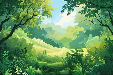 Tranquil Green Nature Background with Stunning Abstract Color Combinations