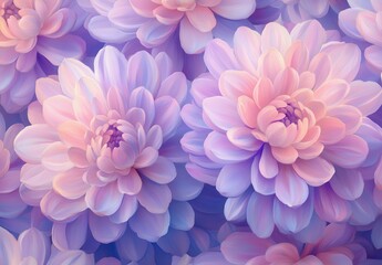 Fototapeta premium Soft Pastel Blooming Flowers in Shades of Pink and Purple with Delicate Petals and a Dreamy Background for Serene and Elegant Designs