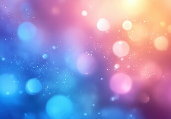 Obraz premium Soft pastel bokeh background with blurred lights in hues of pink, blue, and orange, creating a dreamy and ethereal atmosphere for creative projects