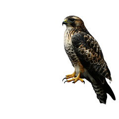 Naklejka premium Majestic Hawk Soaring in Natural Habitat: A Close-up on Bird of Prey in Rural Forest Ecosystem