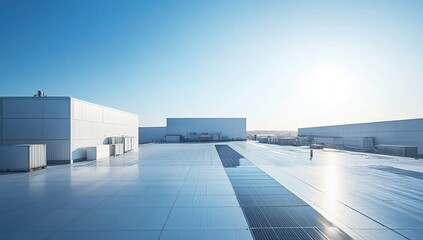Bright Sunlight on a Modern Rooftop with Solar Panels