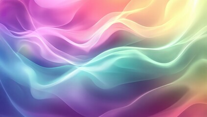 Soft Pastel Waves Flowing Across a Vibrant Background with Gentle Hues of Pink, Blue, and Lavender in an Abstract Art Style
