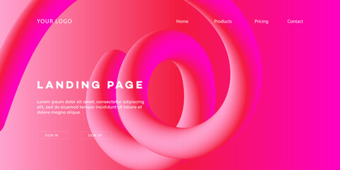 Abstract Pink Fluid Landing Page Design Template Website