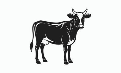 Vintage cow silhouette, Cow silhouette, vintage logo, retro print vector