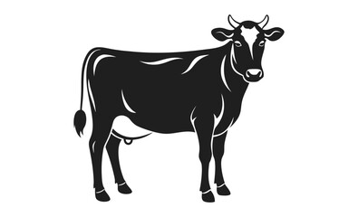 Vintage cow silhouette, Cow silhouette, vintage logo, retro print vector