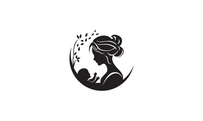 Newborn mother logo concept silhouette