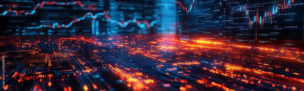 Poster AI-driven forex trading image featuring glowing currency exchange elements.