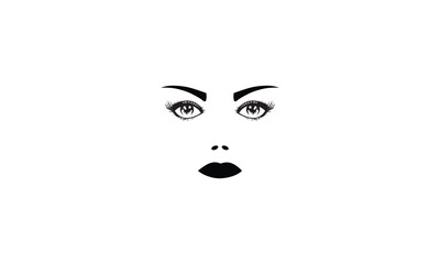 Woman eyes and lips logo design