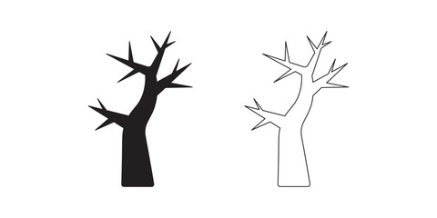 dry tree icon set isolated on white background