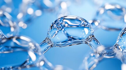 Close-Up View of Water Droplets on Clear Surface with Blue Background