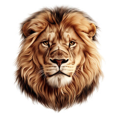 Fototapeta premium Majestic Lion Portrait: Ferocious King of the Jungle in Detailed Wildlife Illustration