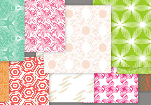 Collection of seamless geometric minimalistic patterns