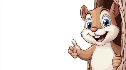 Cheerful Cartoon Squirrel with Big Smile and Two Thumbs Up Gesture