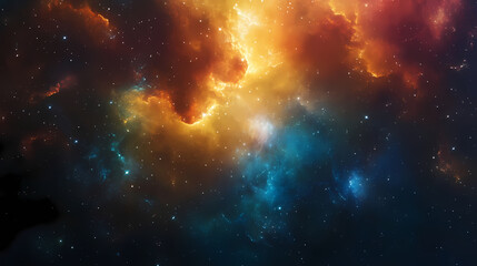 Naklejka premium Vector style flat illustration color burst, low-angle, space background, cosmic bursts of color, ethereal and glowing. clean lines 2d design. Cosmic - Galaxy. Illustration