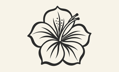 Black hibiscus flower icon, hibiscus flower silhouette, black vector illustration
