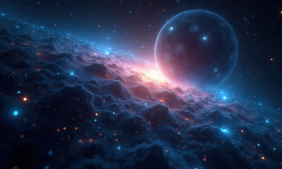 Cosmic Nebula & Planet: Sci-Fi Space Art - Abstract space art