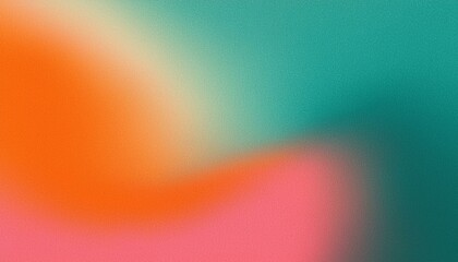 Orange teal green pink abstract grainy gradient background noise texture effect summer poster design