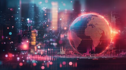 Obraz premium Investment banking future with smart financial technology, a futuristic globe, and wealth strategies.