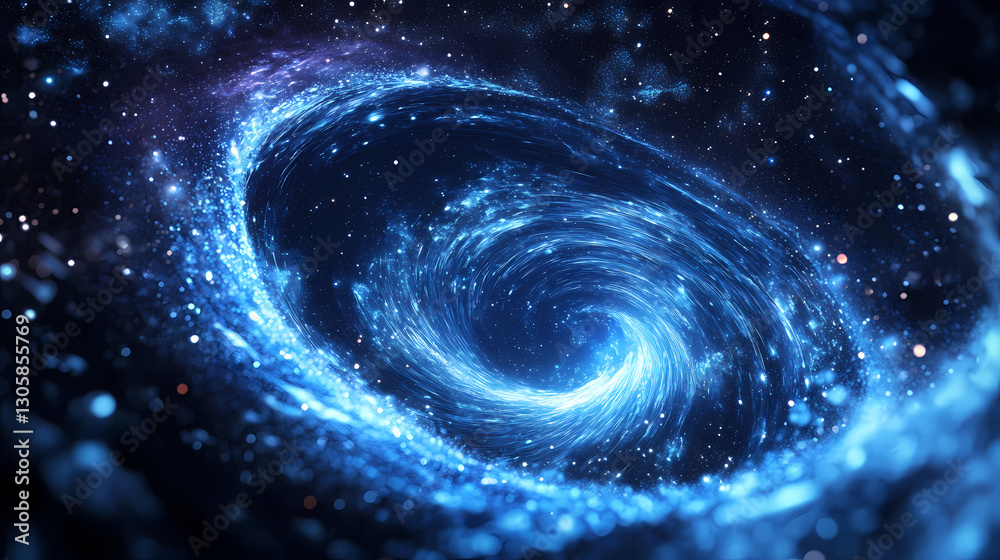 Wall mural a mesmerizing display of swirling blue particles creates a cosmic vortex in deep space. cosmic - gal
