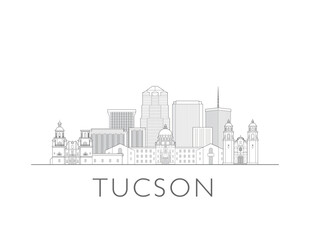 Naklejka premium Tucson, Arizona, skyline cityscape vector illustration